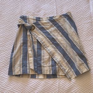 Free People Blue and White Striped Wrap Skirt - Size 6